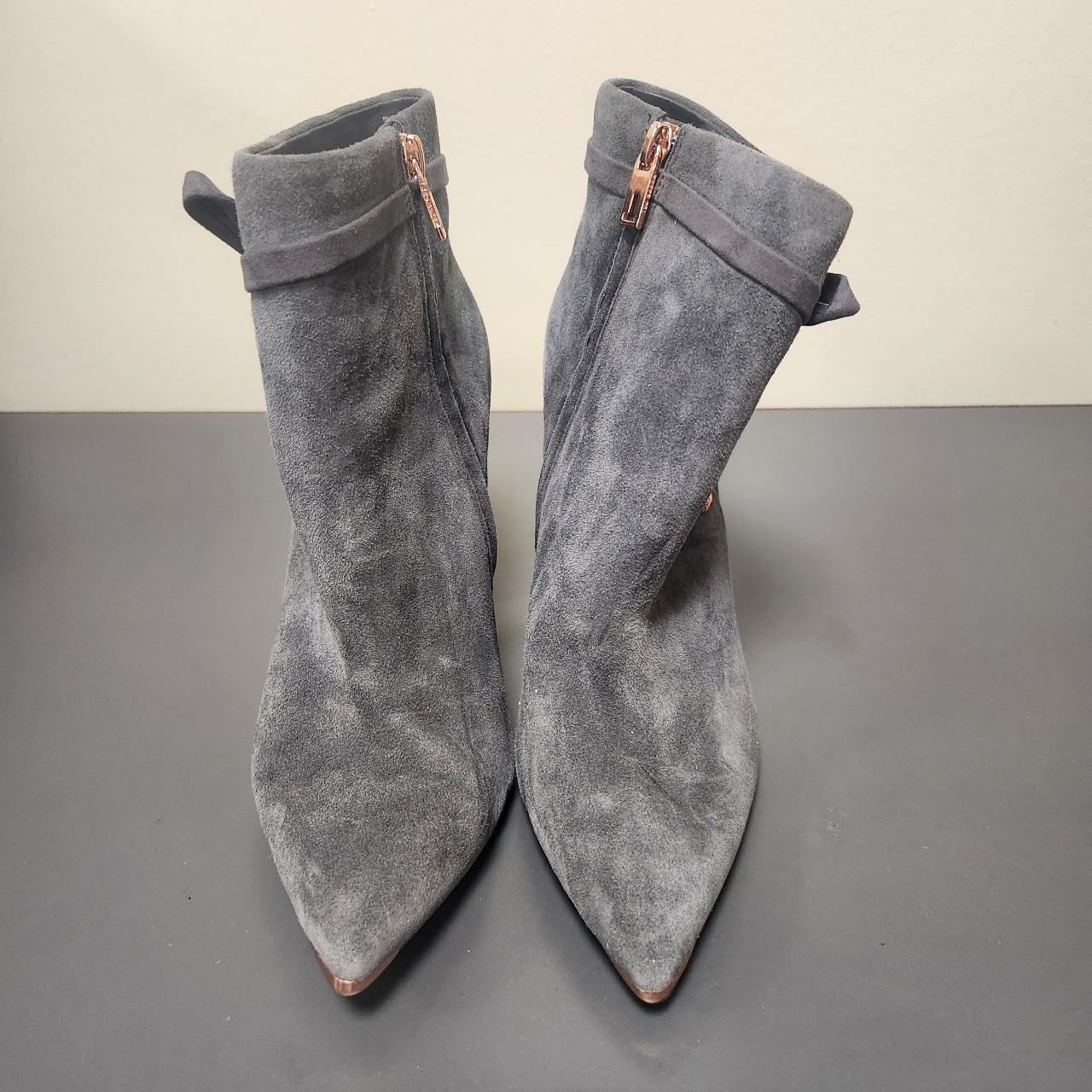 Ted Baker Qatena Suede Heeled Ankle Boots gray Sz 8. Depop