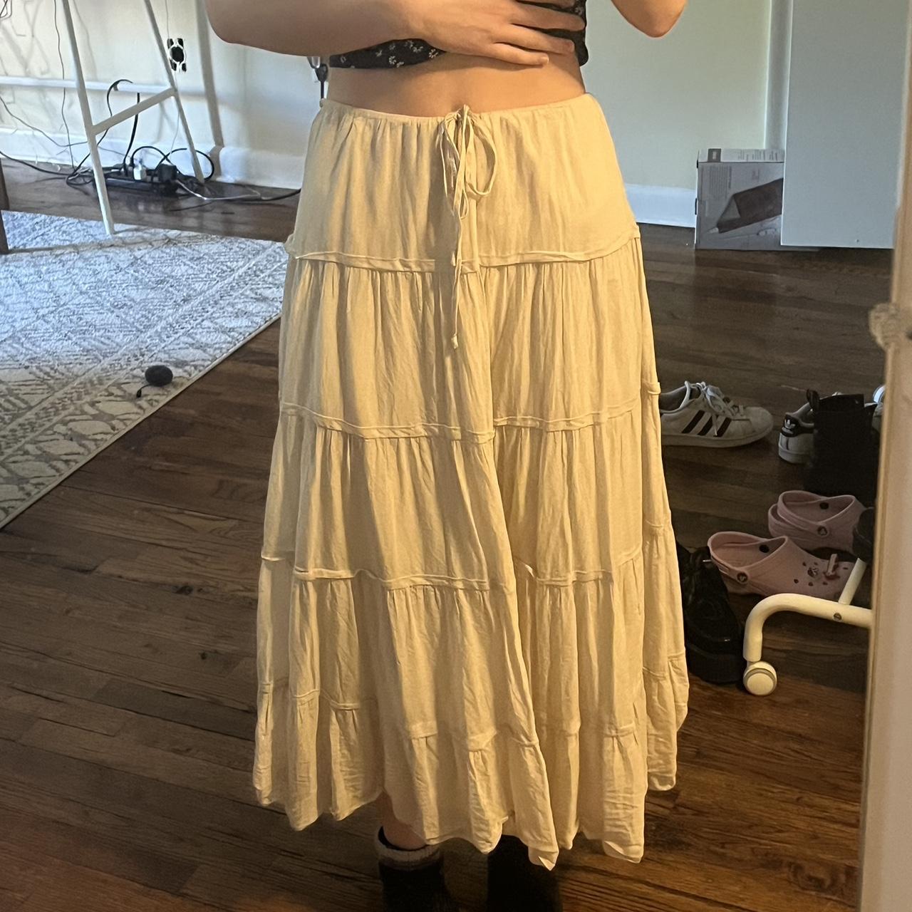 Off White Tiered Maxi Skirt The Prettiest And - Depop