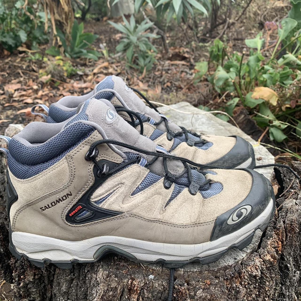 Salomon Men's Tan and Cream Trainers | Depop