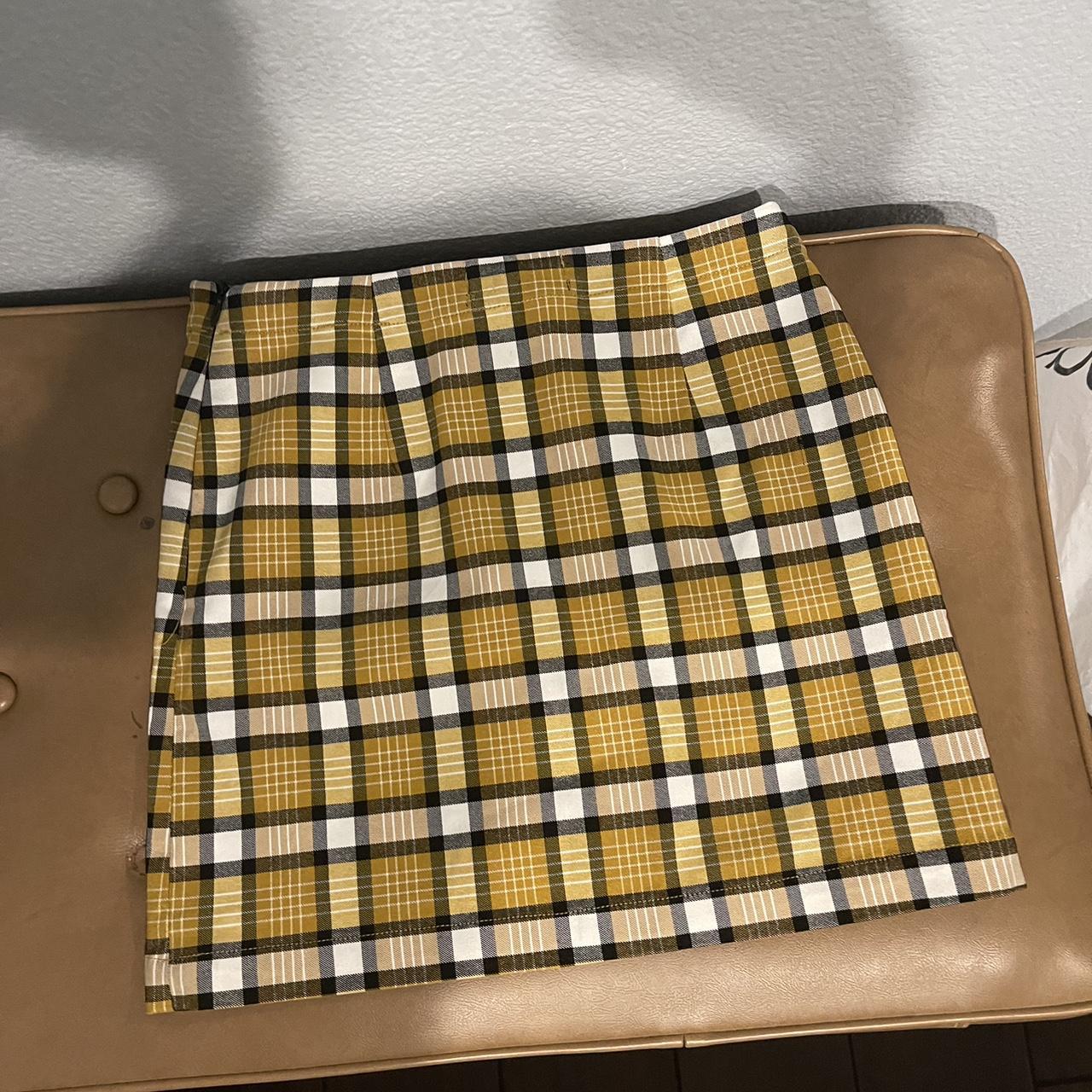 Urban outfitters yellow plaid skirt sale