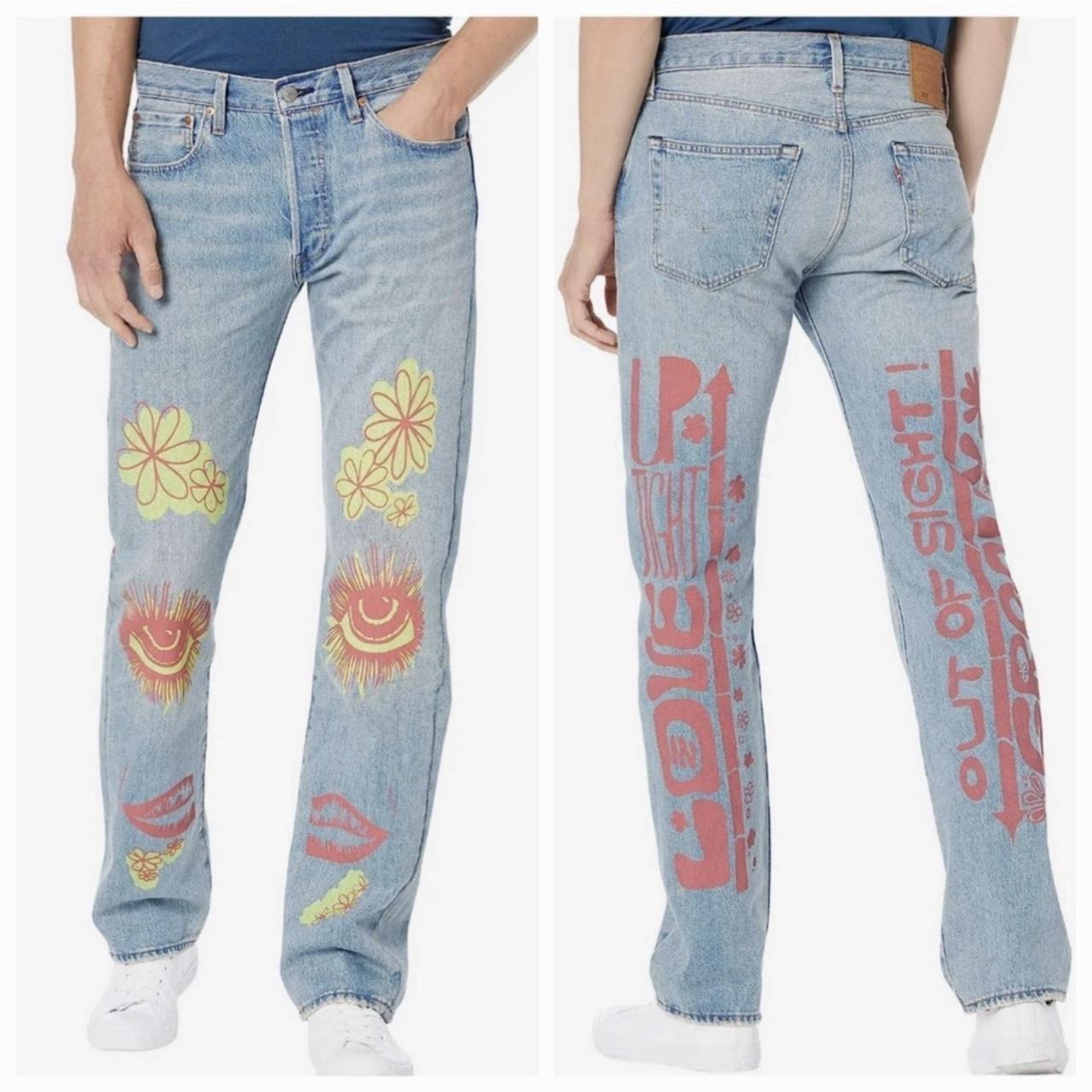 NWT Levi's Premium 501 Jeans Men’s Hippie Love Peace...