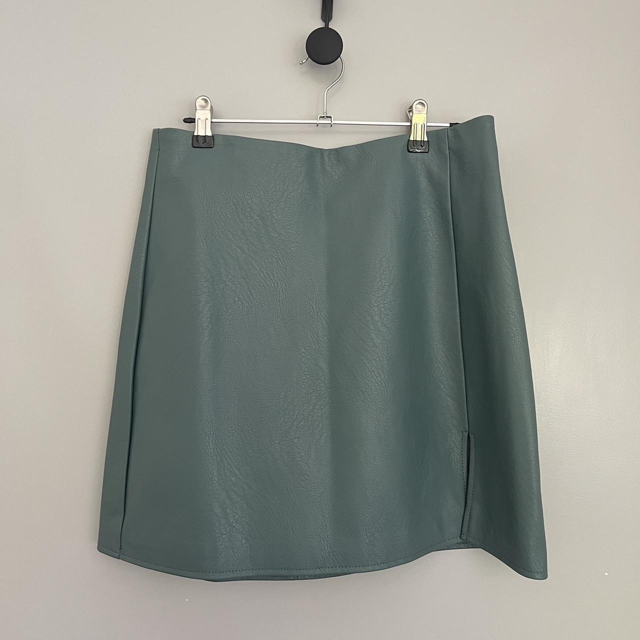 Dotti fake leather green skirt, size 12. Only worn... Depop