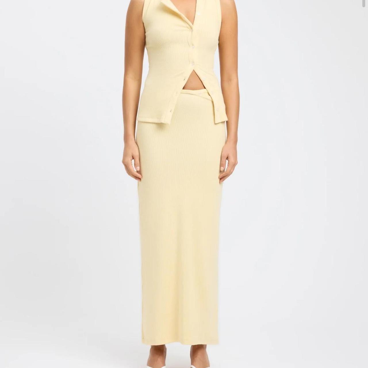 Kookai Carter Maxi Skirt Butter Yellow size... Depop