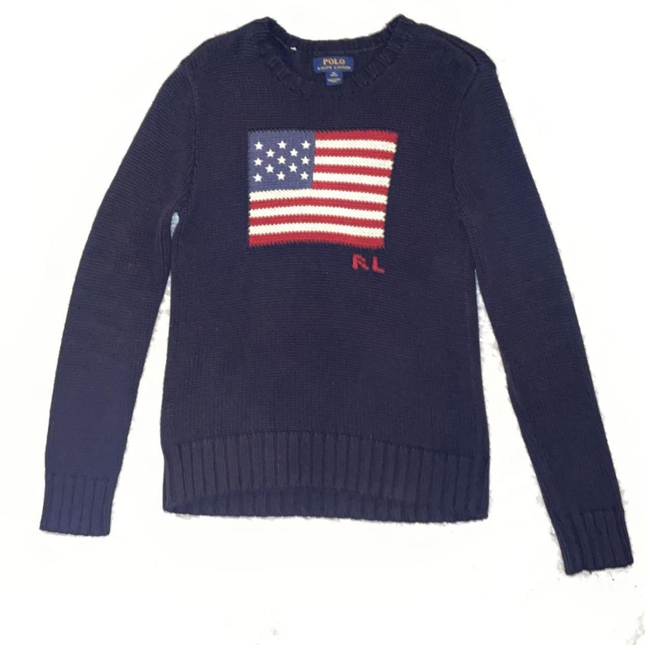 RALPH LAUREN NAVY USA FLAG SWEATER The perfect fit,... - Depop