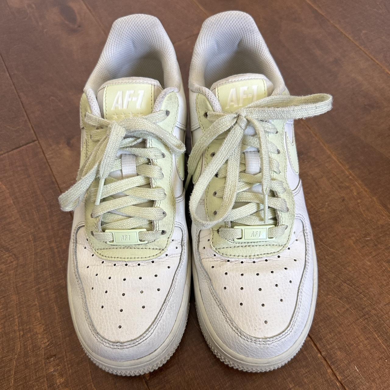 Nike Air Force 1 white and neon green AF1 these are... - Depop