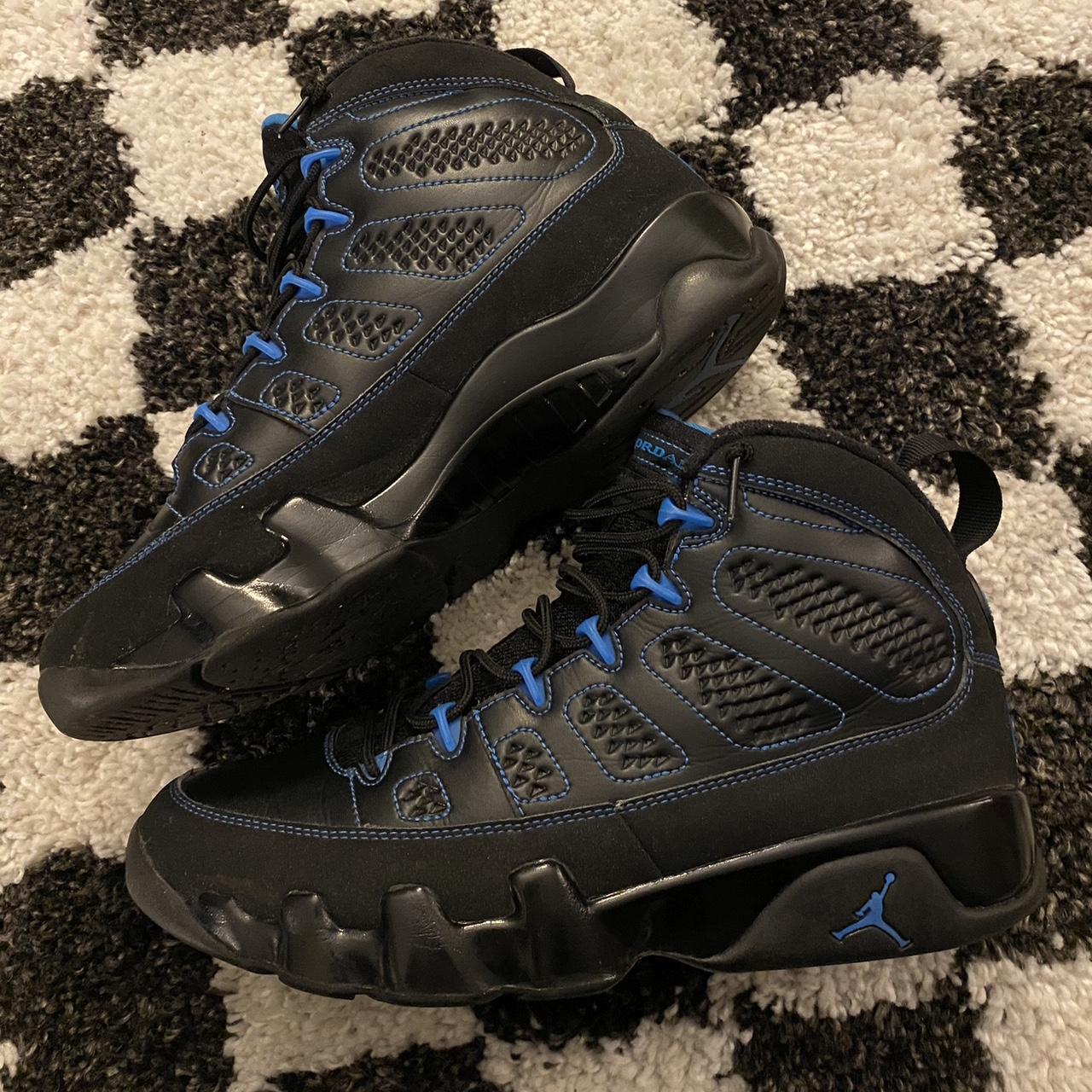 Jordan 9 photo hot sale blue black bottom