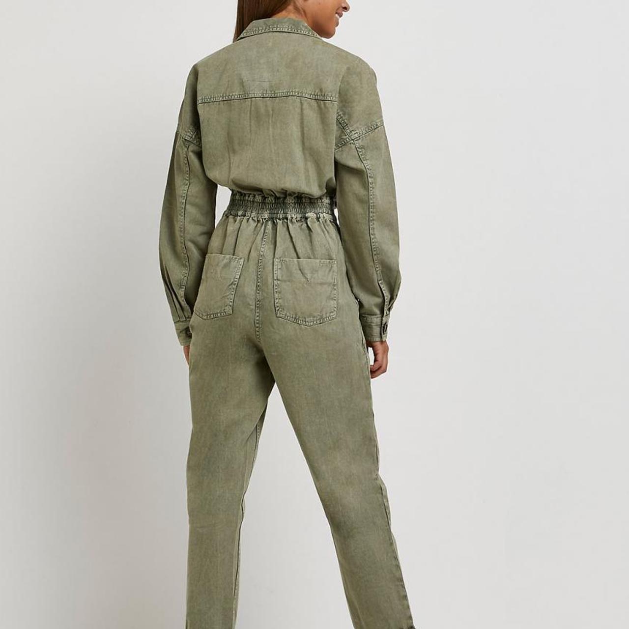 River Island Khaki Rompers River Island Khaki Denim Jumpsuit Size