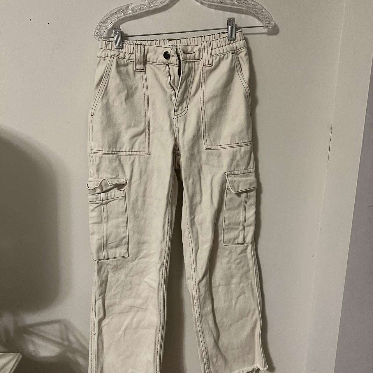 Pacsun beige white cargo pants Small stain shown,... Depop