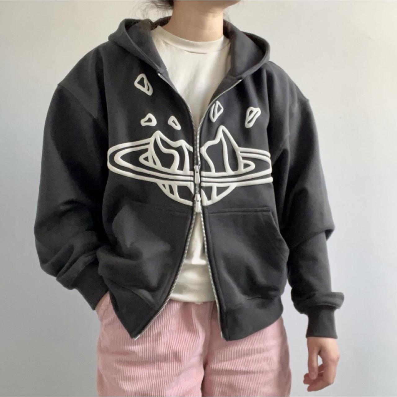 Men's White and Black Hoodie Depop