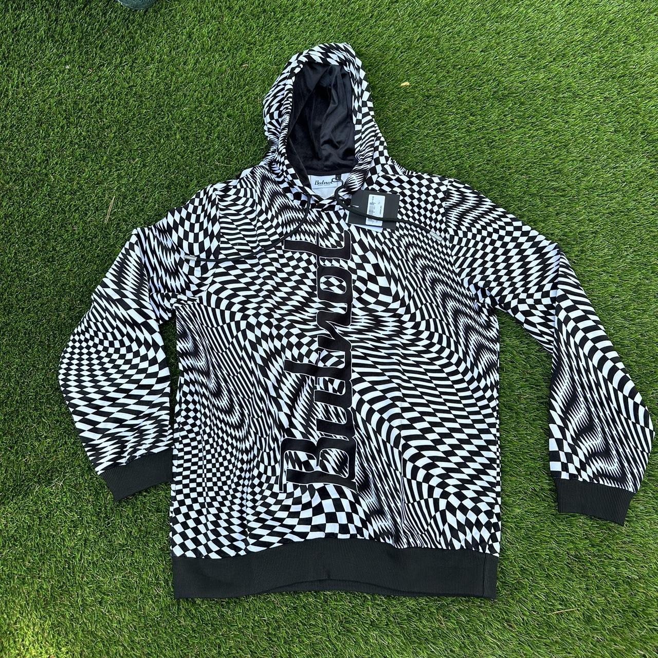 Checkered black and white hoodie best sale