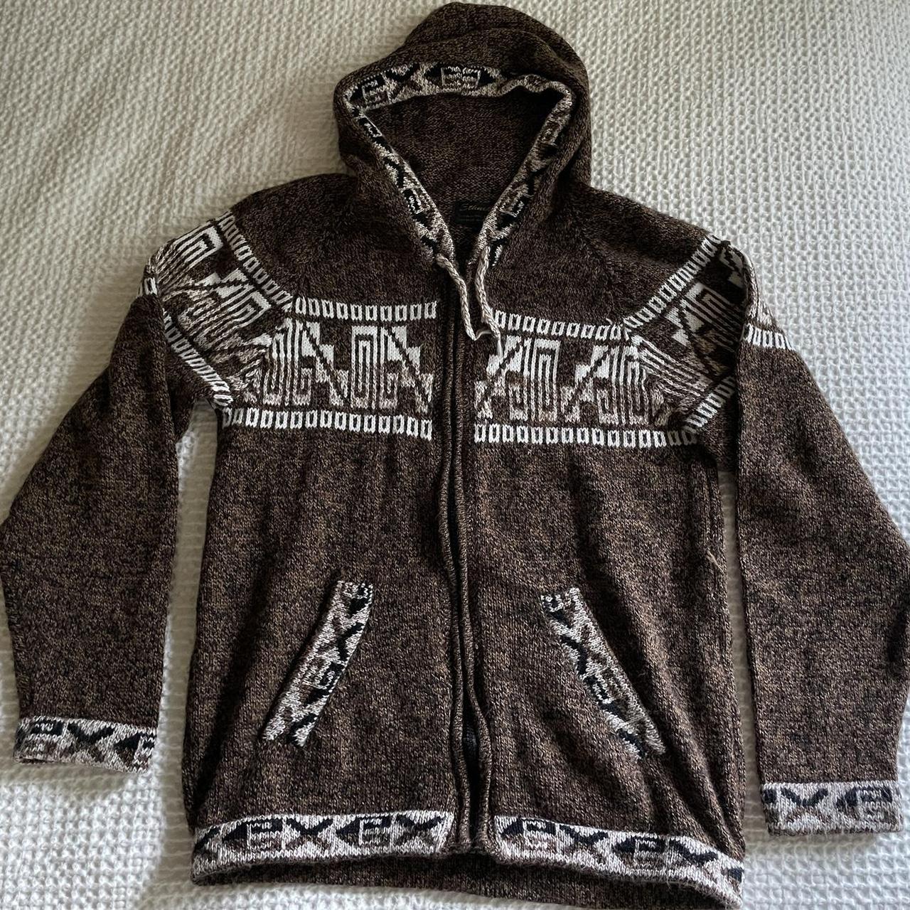 Handmade 100 alpaca wool zip up hooded