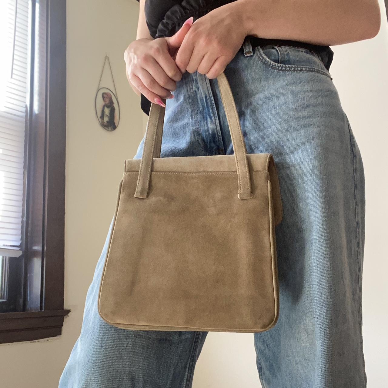 Vintage grey suede purse with stunning details.... Depop
