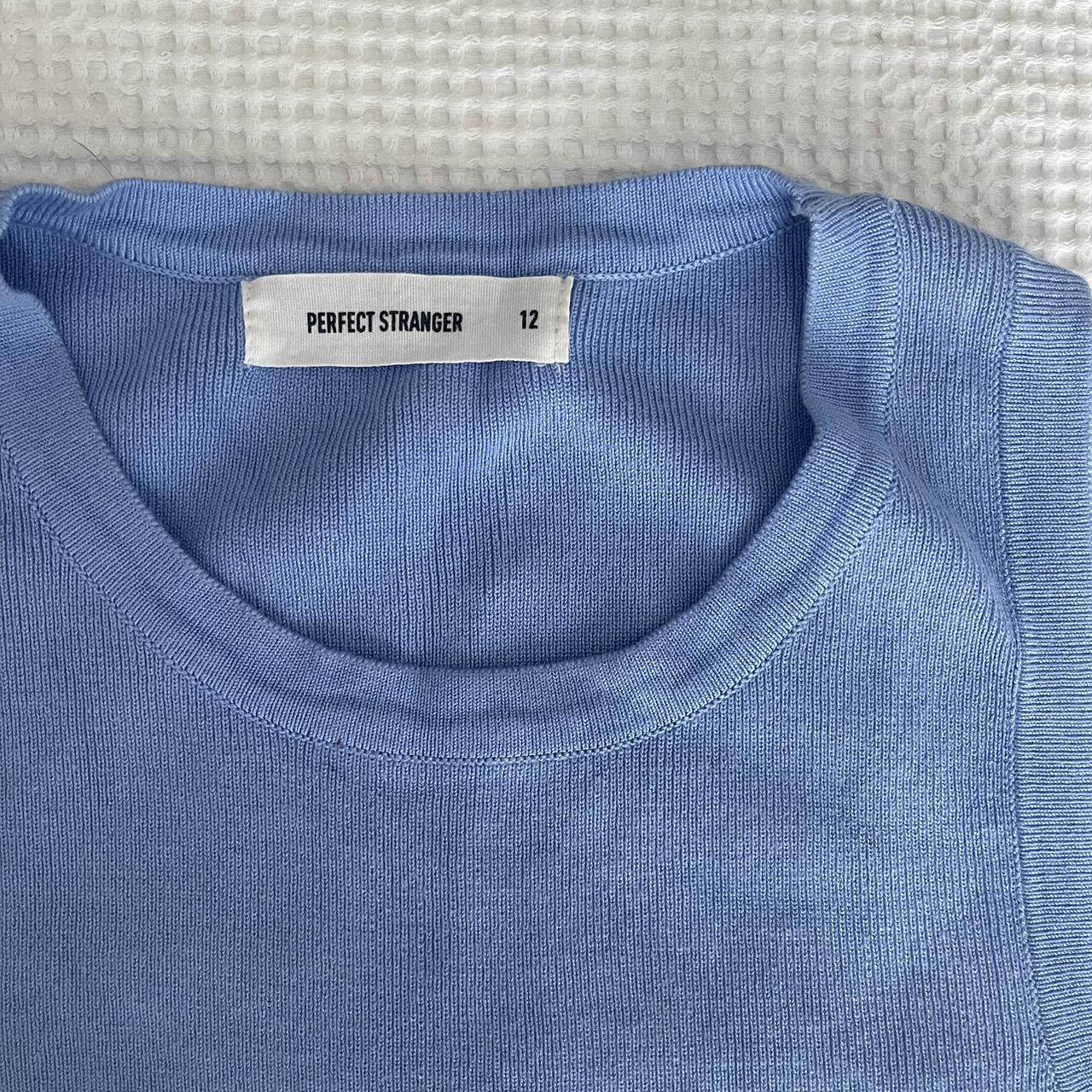 Perfect Stranger Blue Knit Crop... - Depop