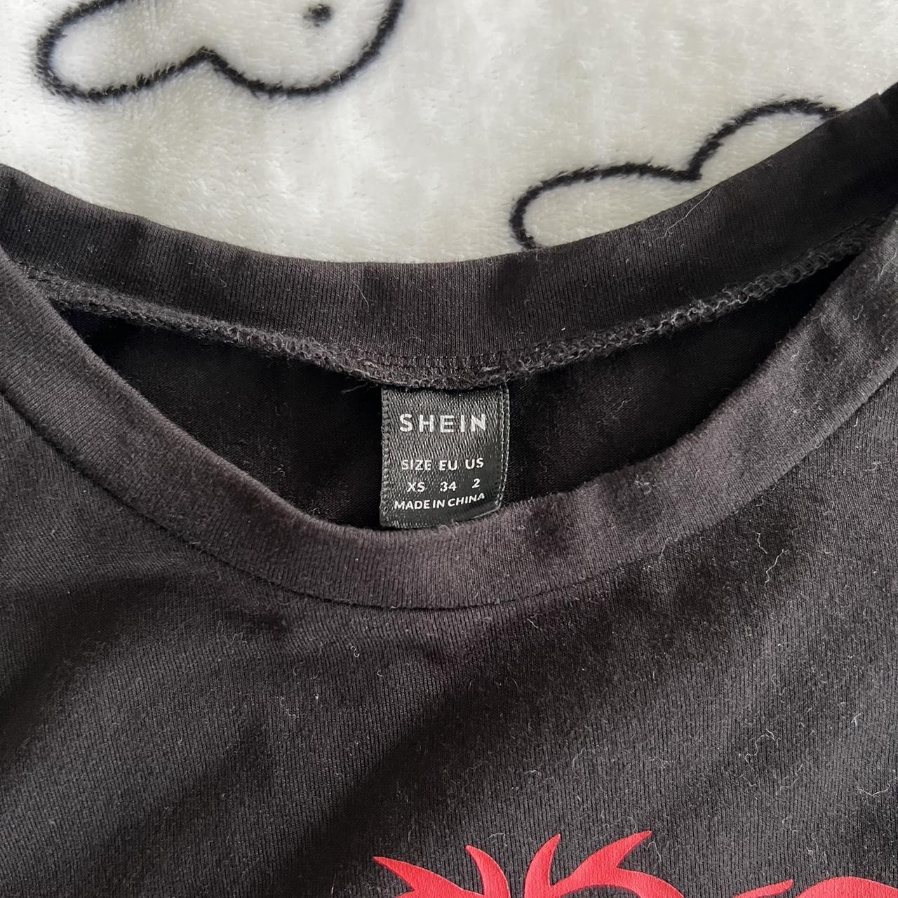 shein black and red heart baby tee size... - Depop