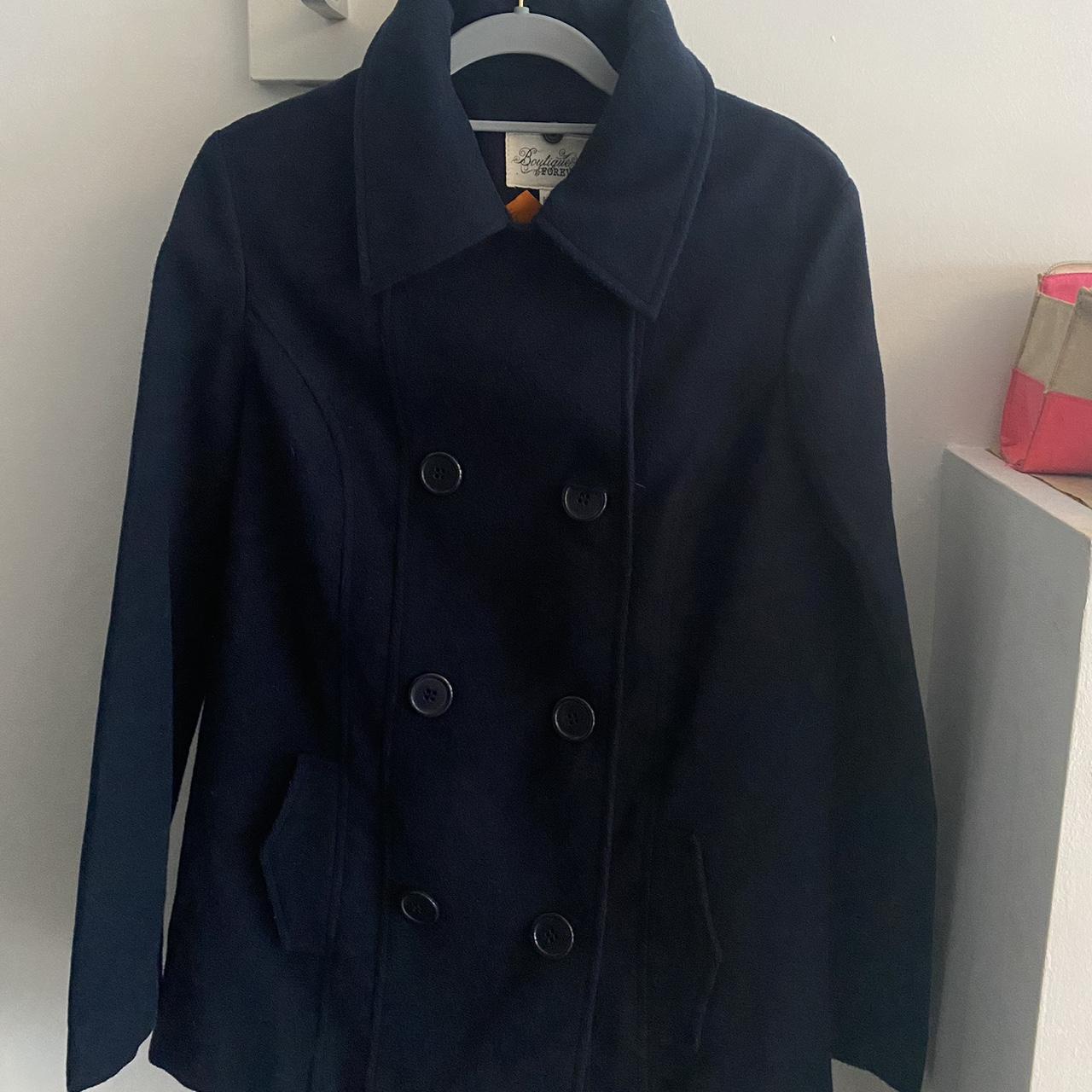 Navy blue wool pea coat Size S - will fit UK 6-8... - Depop