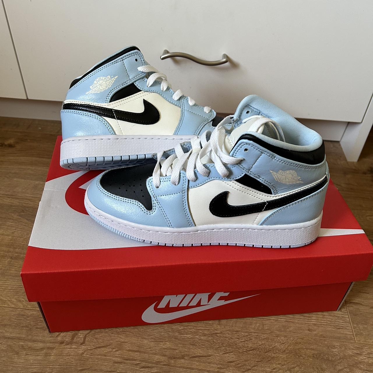 Blue Nike shoes Baby blue Jordans, lovely condition. - Depop