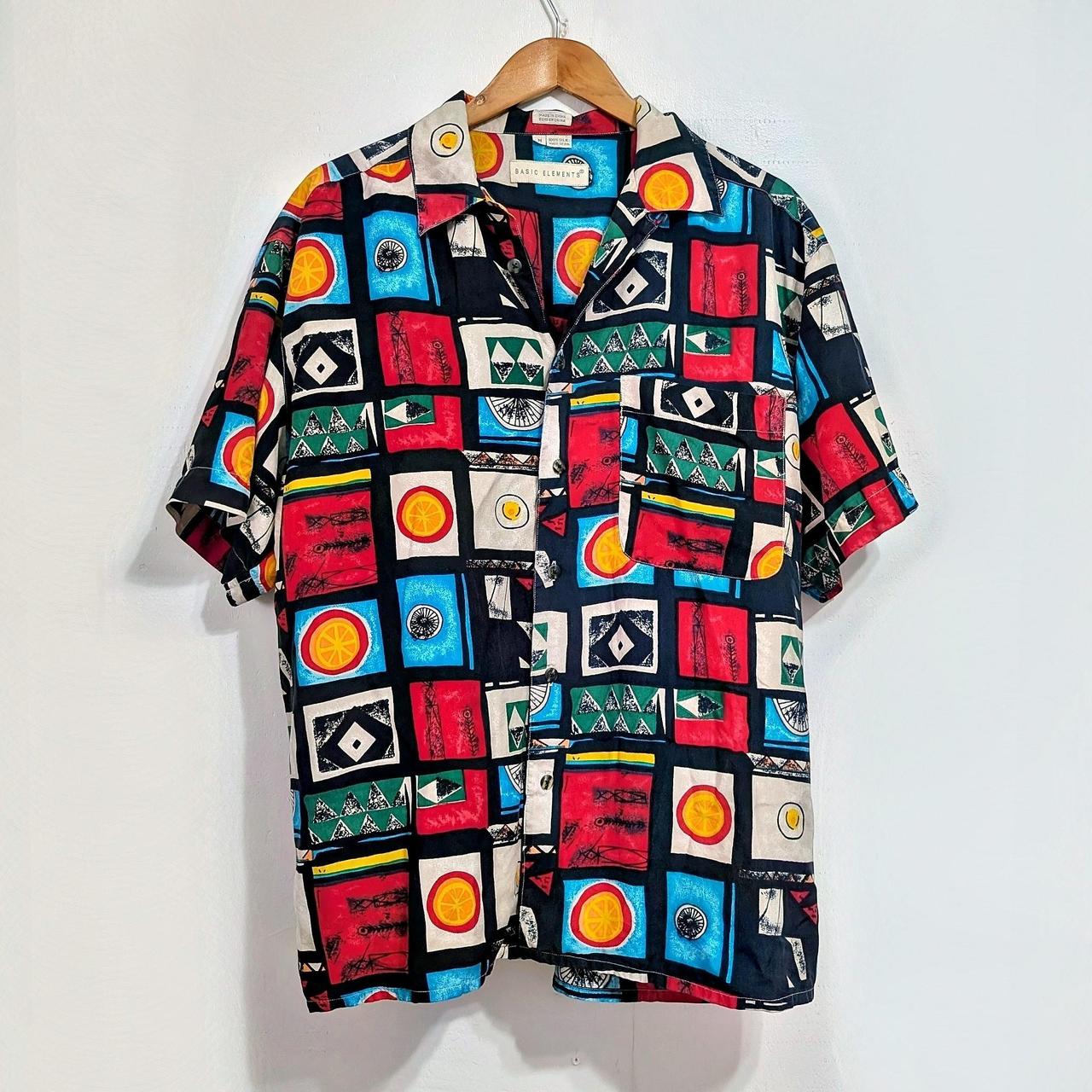 Men's Shirt - Multi - M – Basic Elements silk but… - image 1