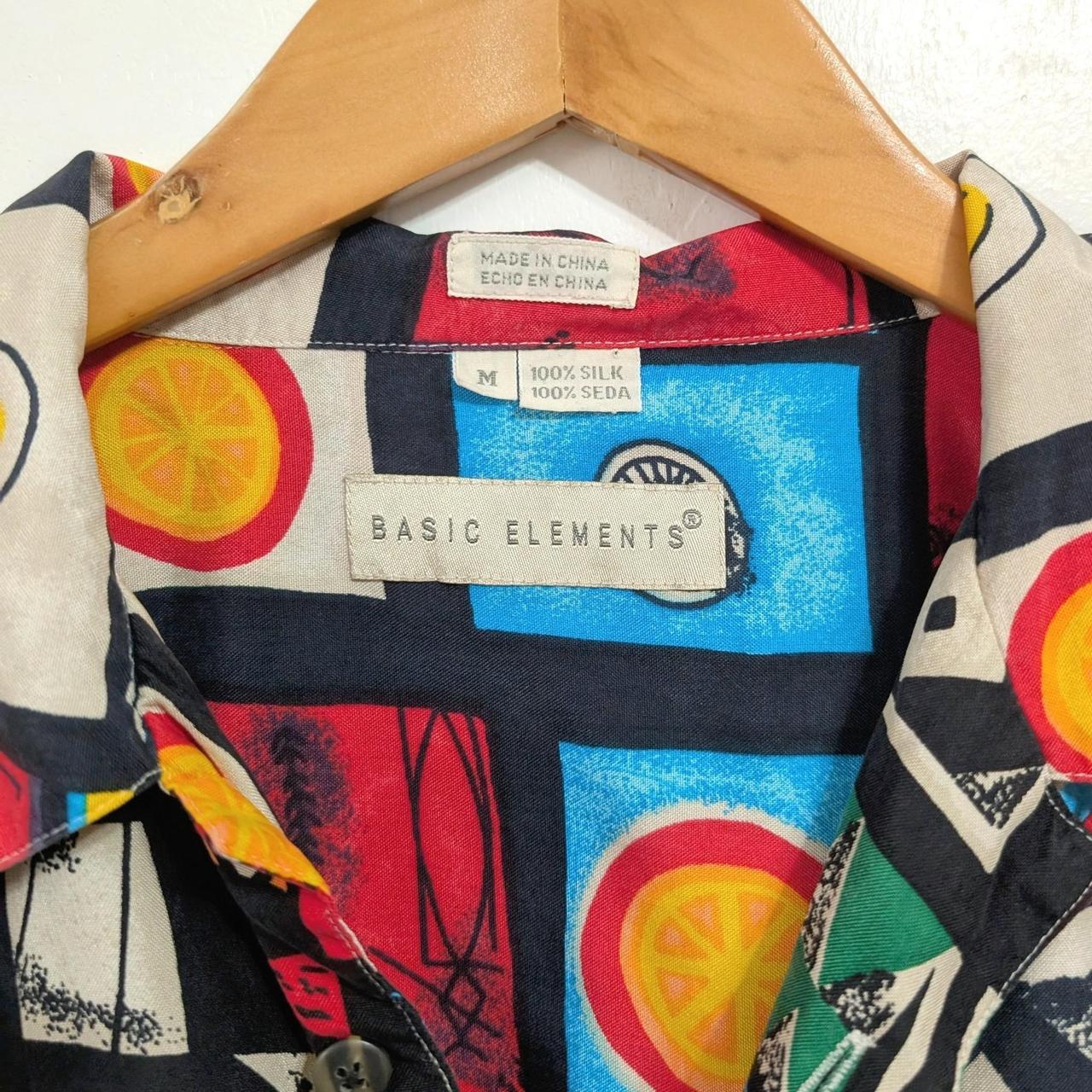 Men's Shirt - Multi - M – Basic Elements silk but… - image 2