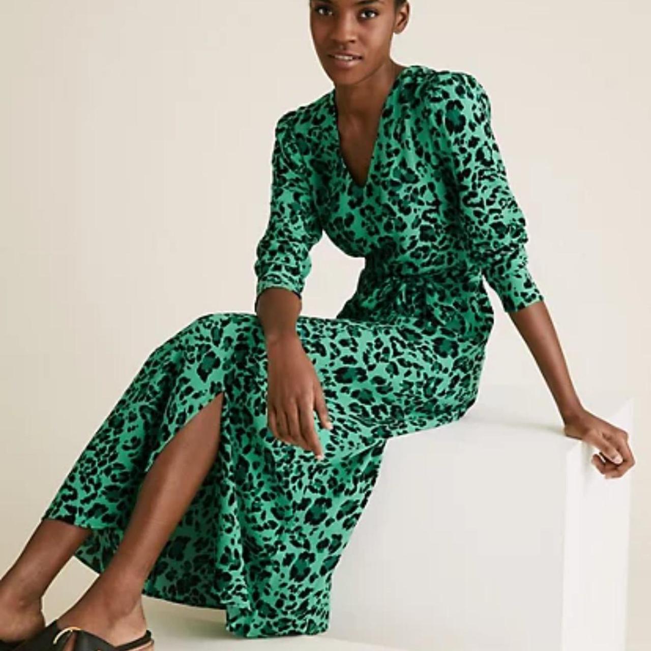 Green leopard print dress best sale