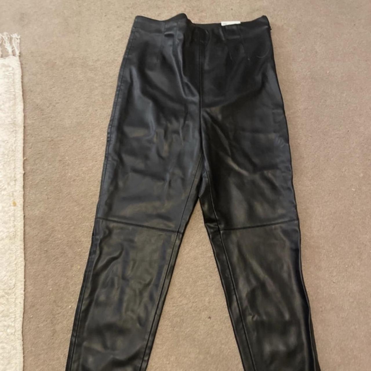 Black ZARA L/12 new leather-like leggings, high... - Depop