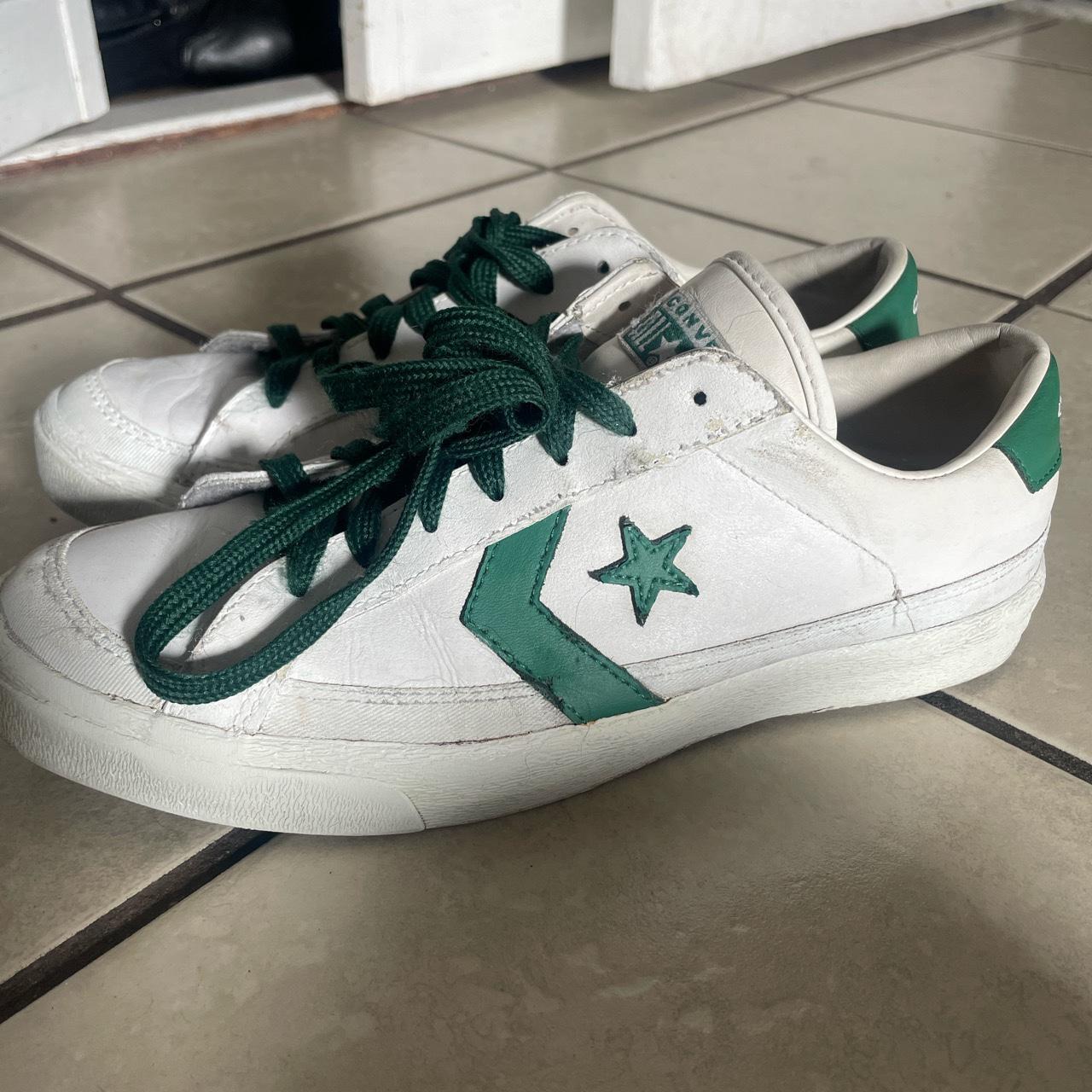 REPOP One Star Leather Converse! Forest green laces... - Depop
