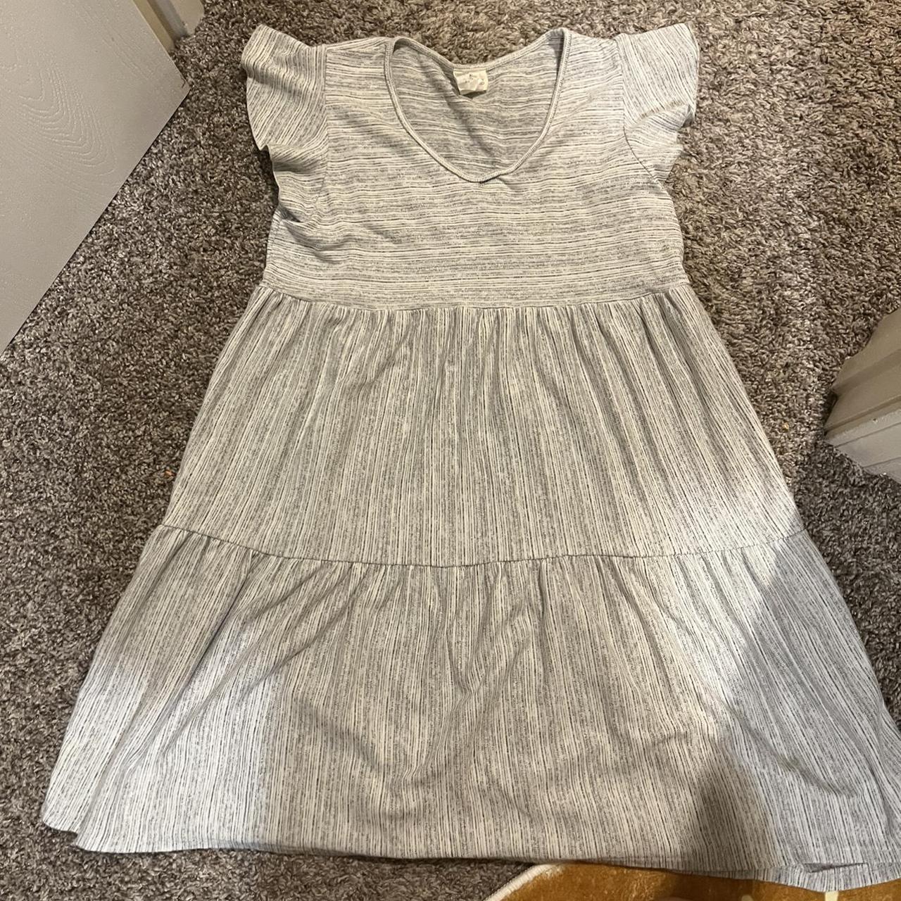 Caution to the Wind Sundress White Stripped Super... - Depop