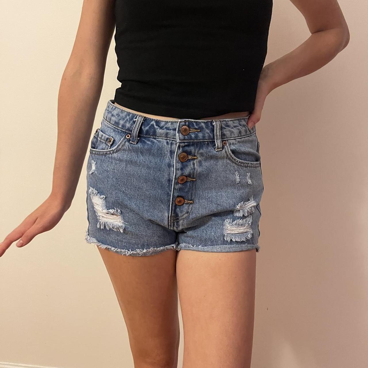 High waisted distressed denim jean shorts forever