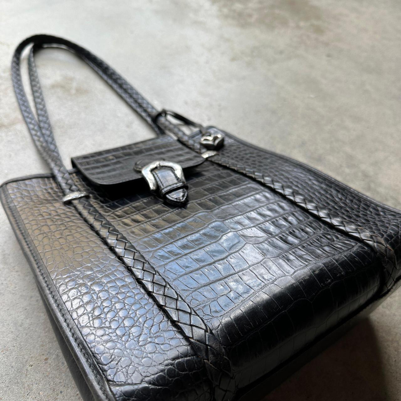 Brighton Black Leather shoulder Braided handle Bag