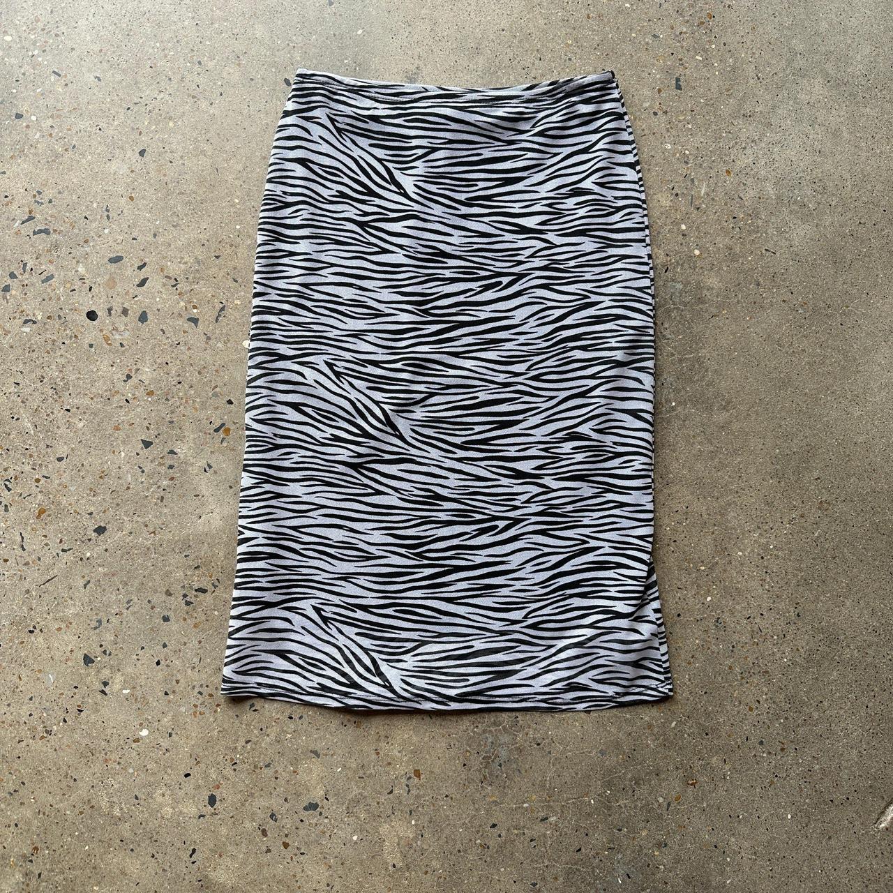 90s Zebra Print “A’gaci Too” Skirt 90s zebra print... - Depop