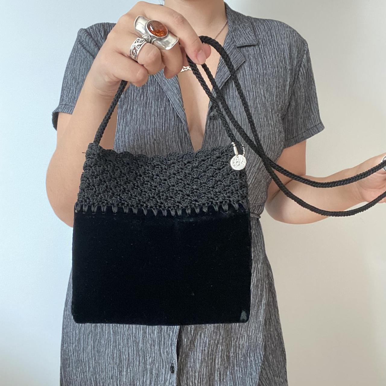 The Sak velvet and crochet crossbody bag. 1 side Depop