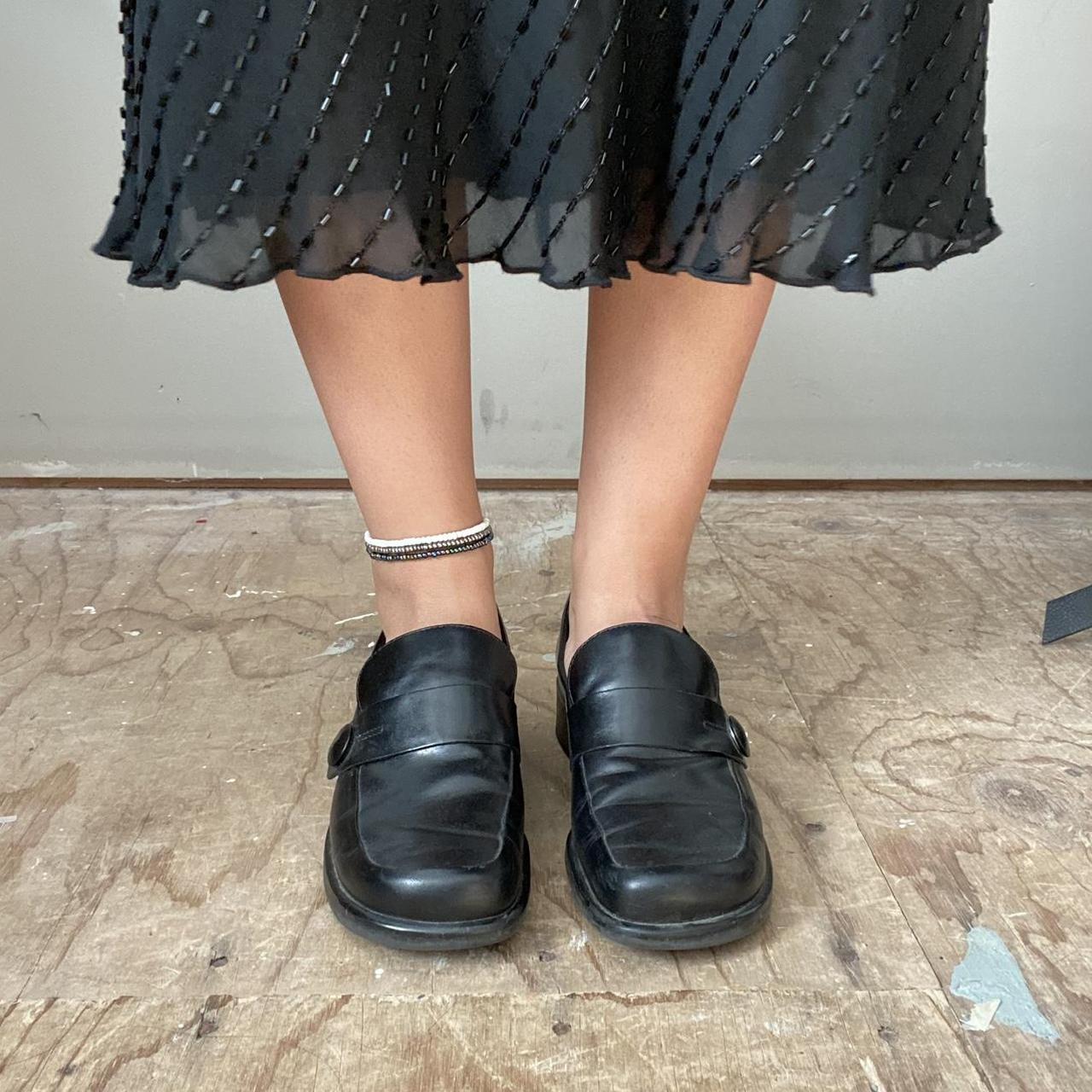 franco sarto black patent loafers