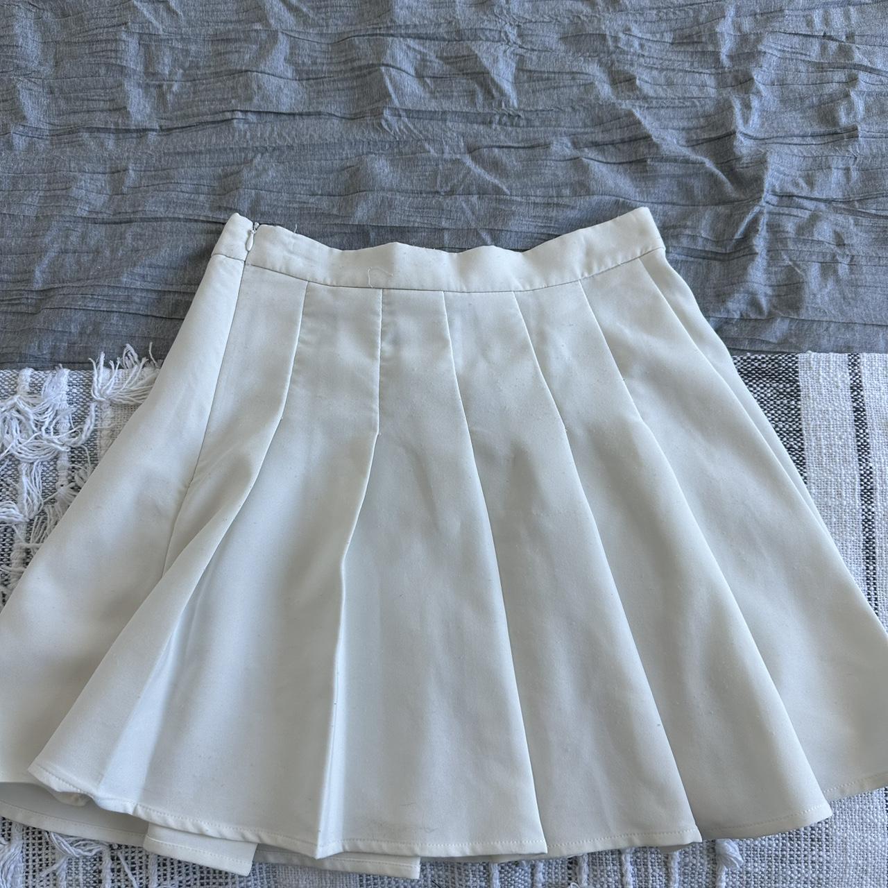 Shein pleated tennis skirt white size 6, worn once,... - Depop