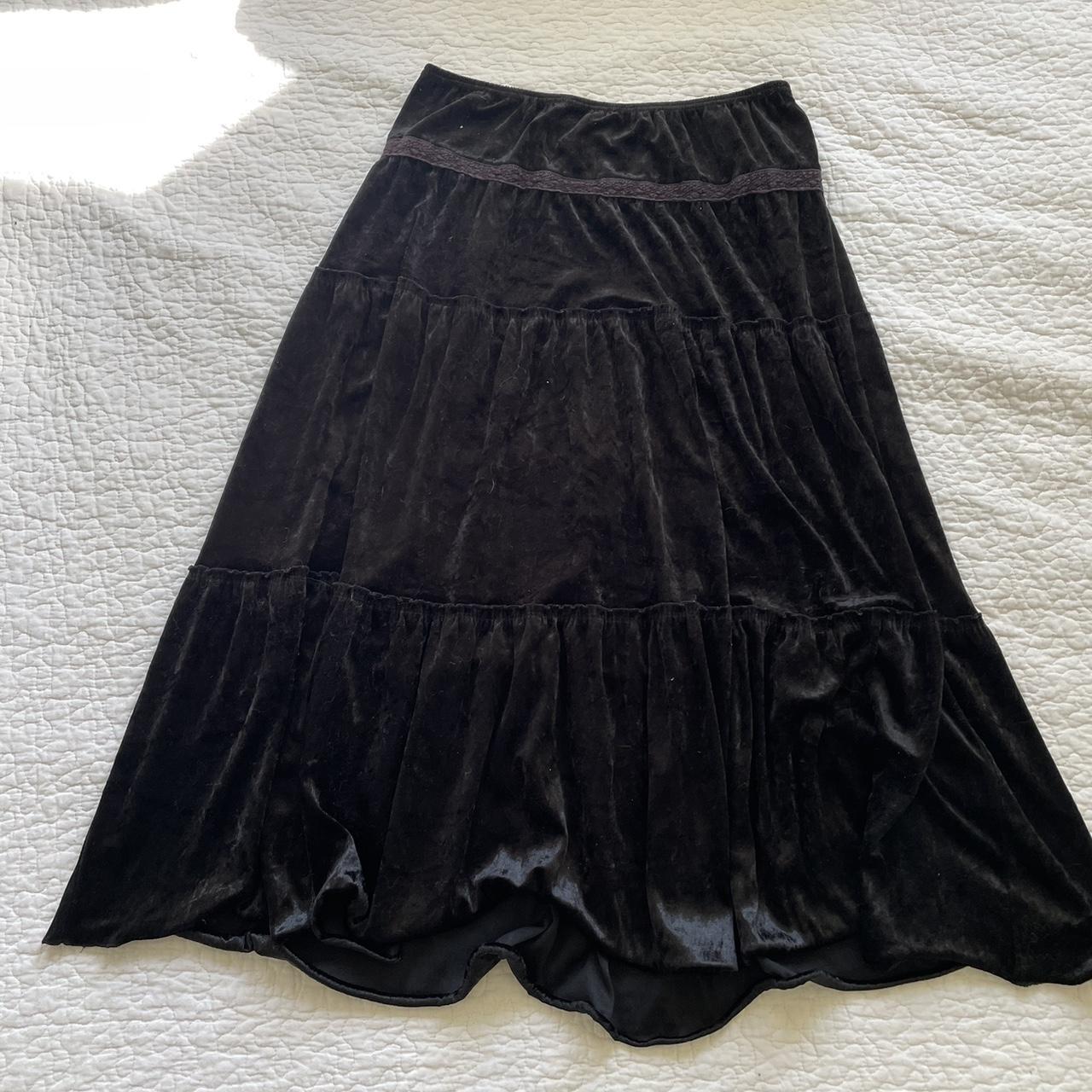 vintage black velvet skirt Sized medium but fits... - Depop
