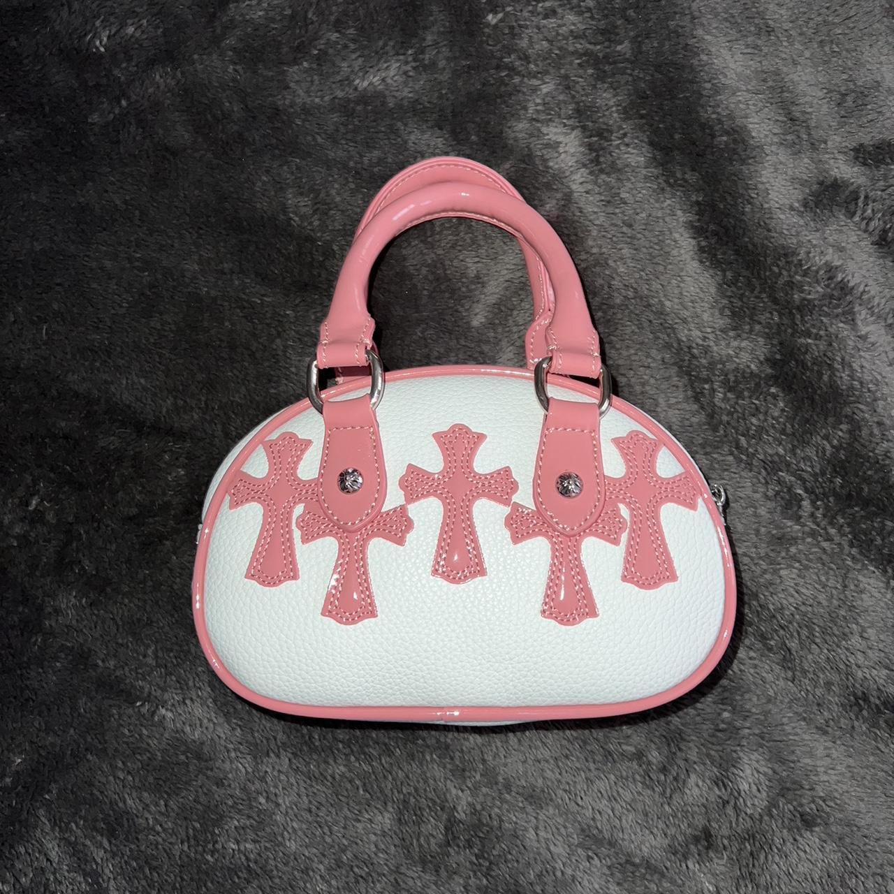 Women's Pink and White Bag