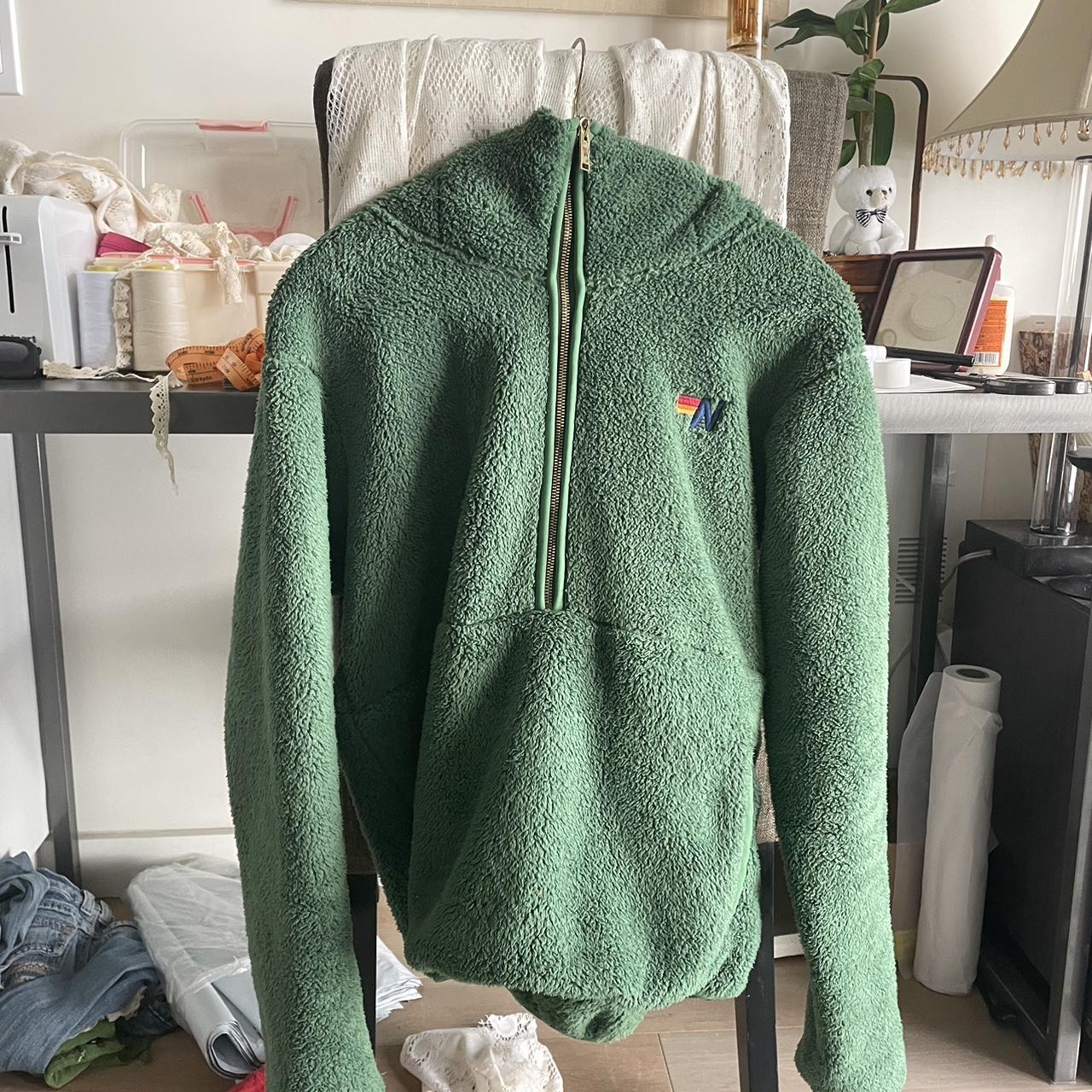 Kelly green aviator nation hooded quarter zip teddy... - Depop