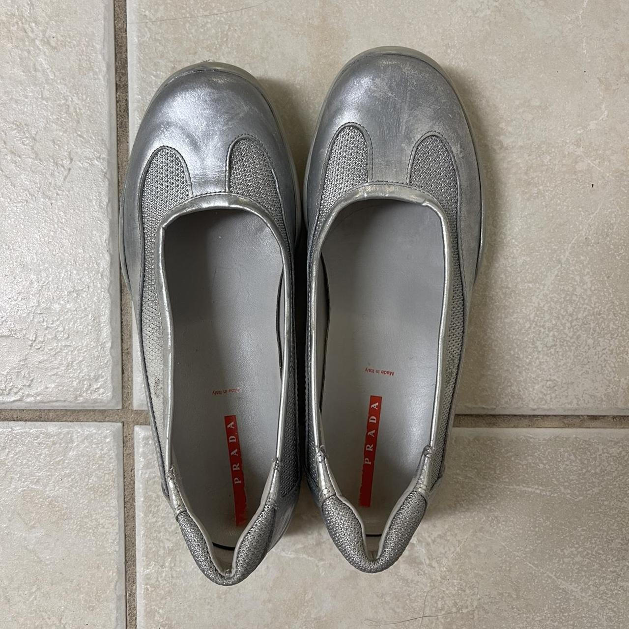 Authentic silver Prada sport ballet flats I I