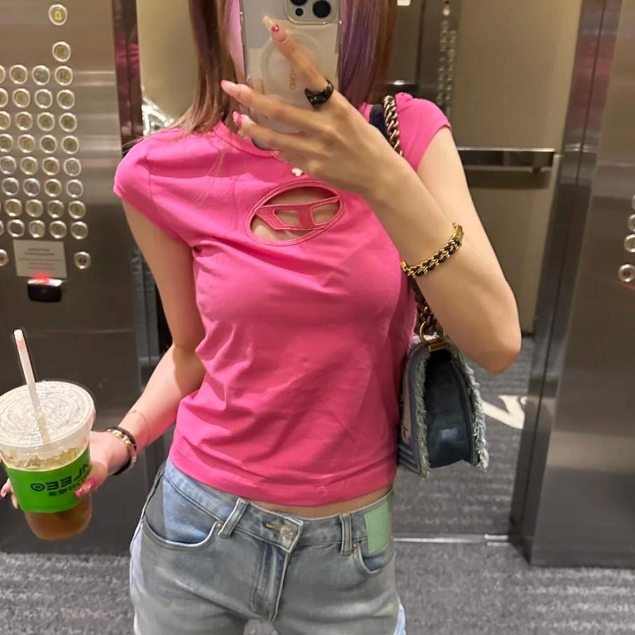 DIESEL T-ANGIE ピンク Sサイズ 半袖 Diesel T-Angie round-neck T-shirt | Pink | FARFETCH