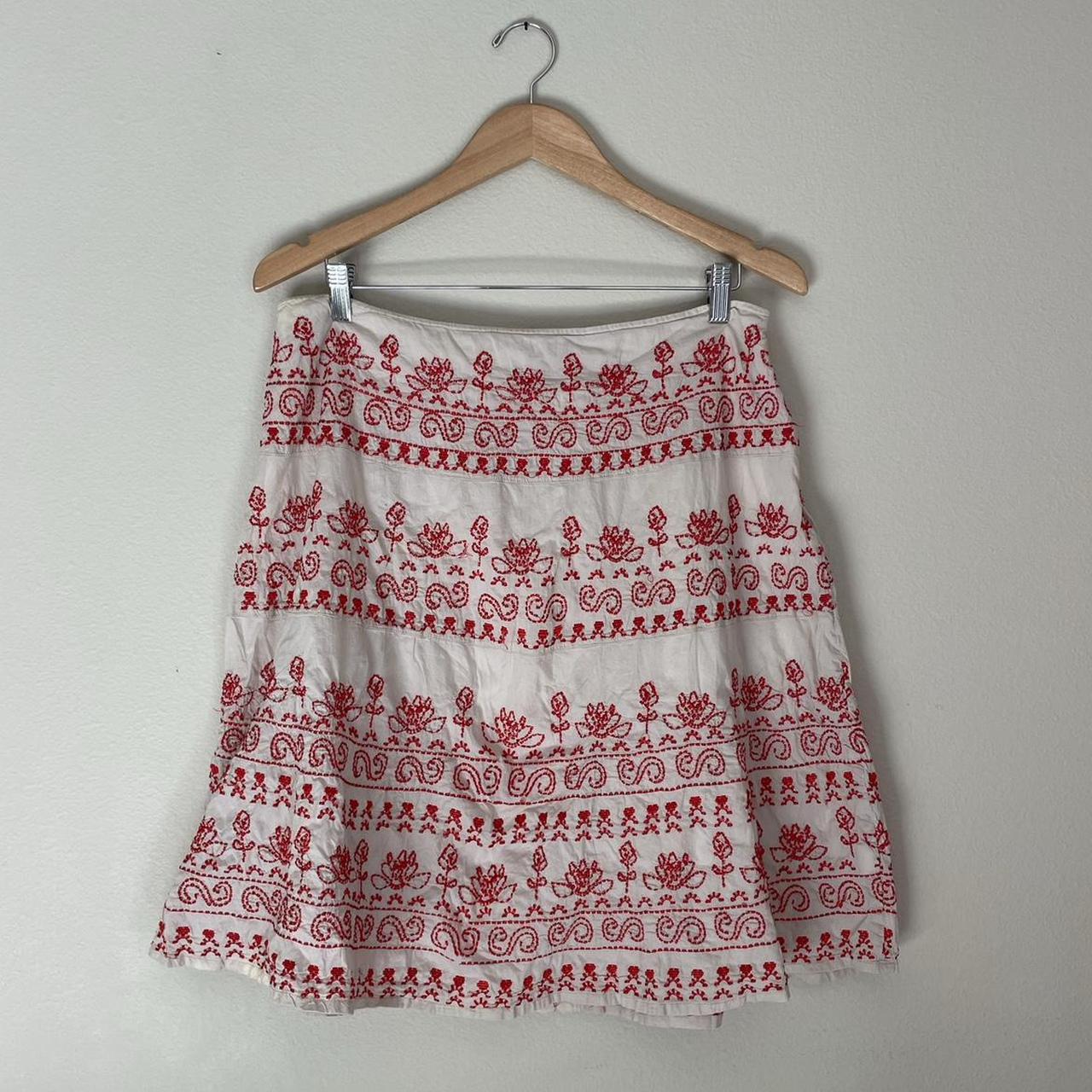 Monsoon Women's Cream and Red Skirt (2)