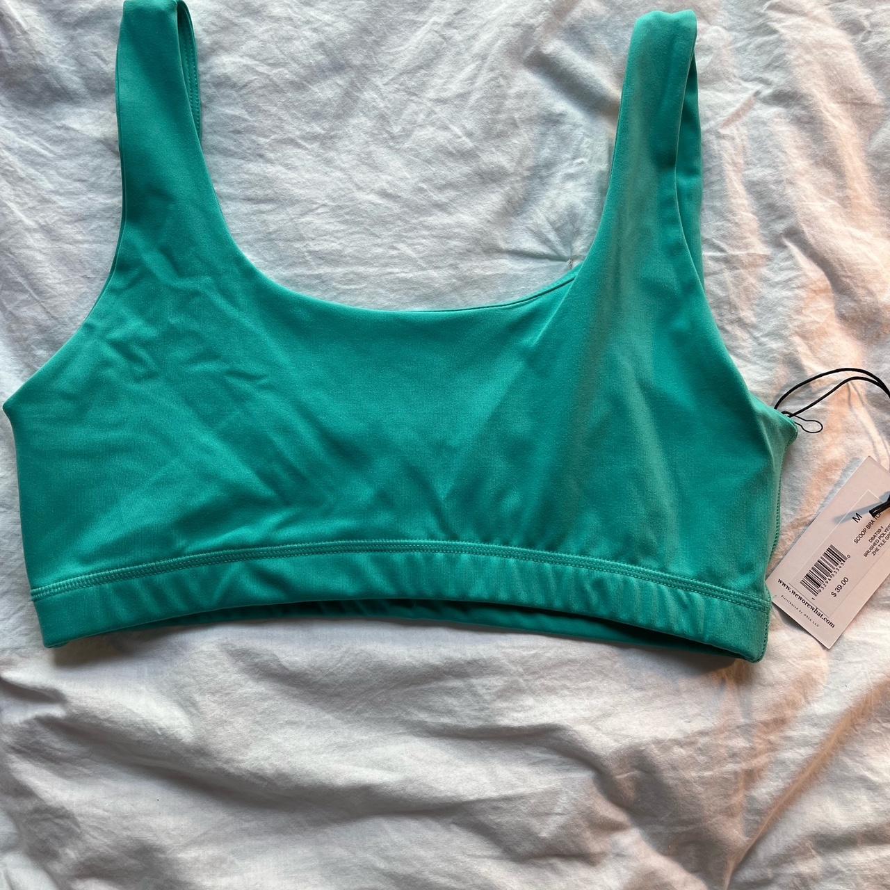 WeWoreWhat teal green scoop sports bra Very... - Depop