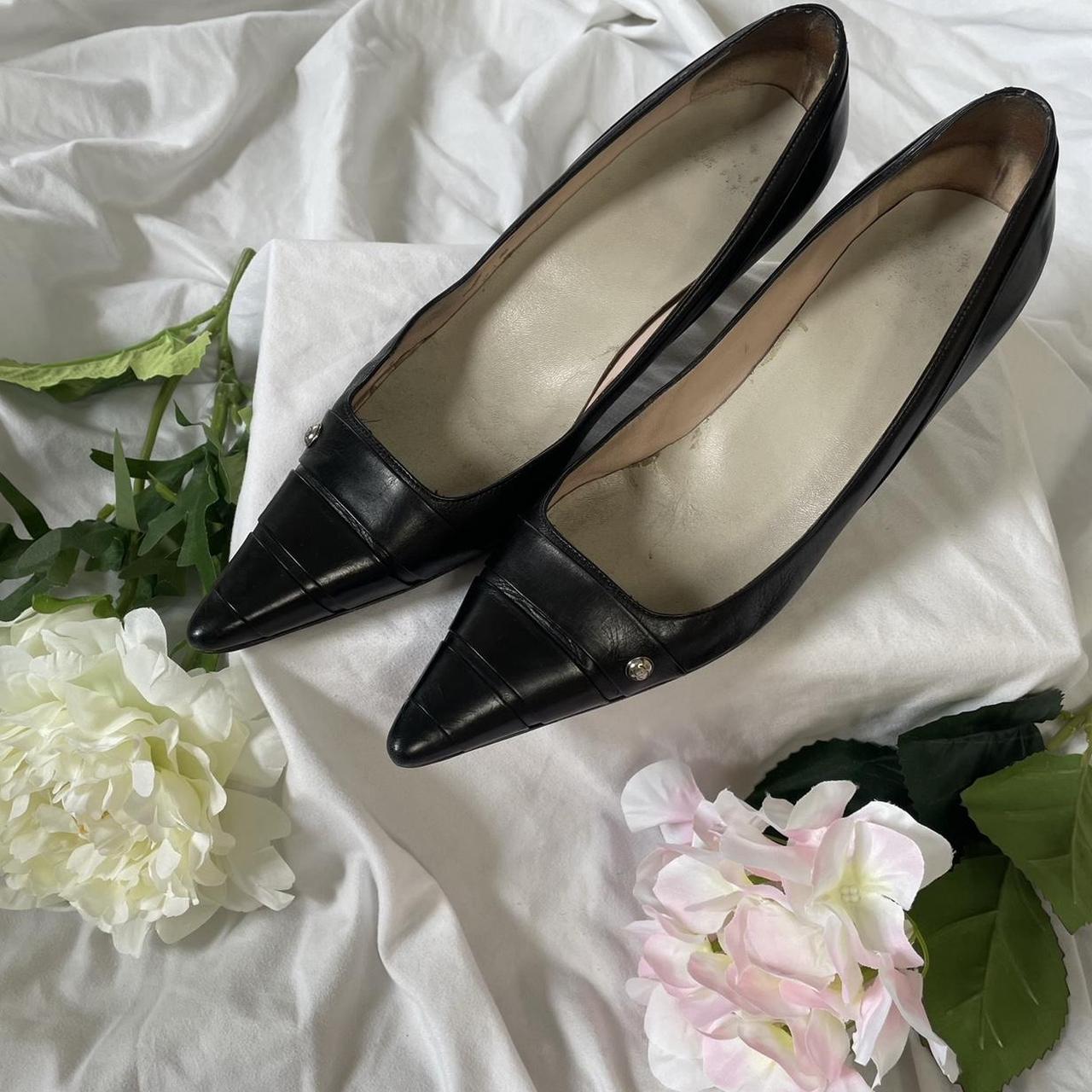 Authentic black Chanel heeled loafer shoes Chanel - Depop
