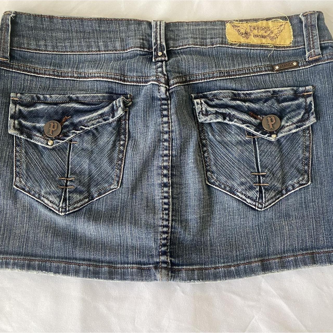 Vintage Papaya jean mini skirt y2k no size but fits... Depop