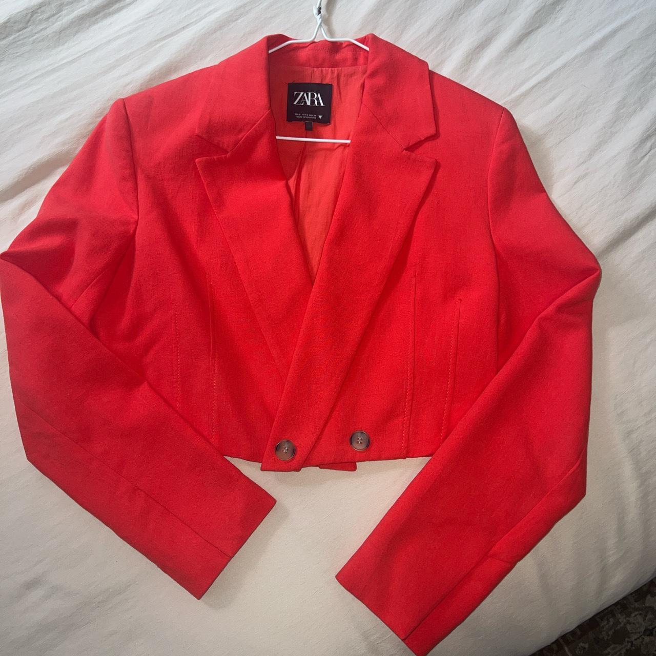 ZARA bright red cropped blazer jacket, This is