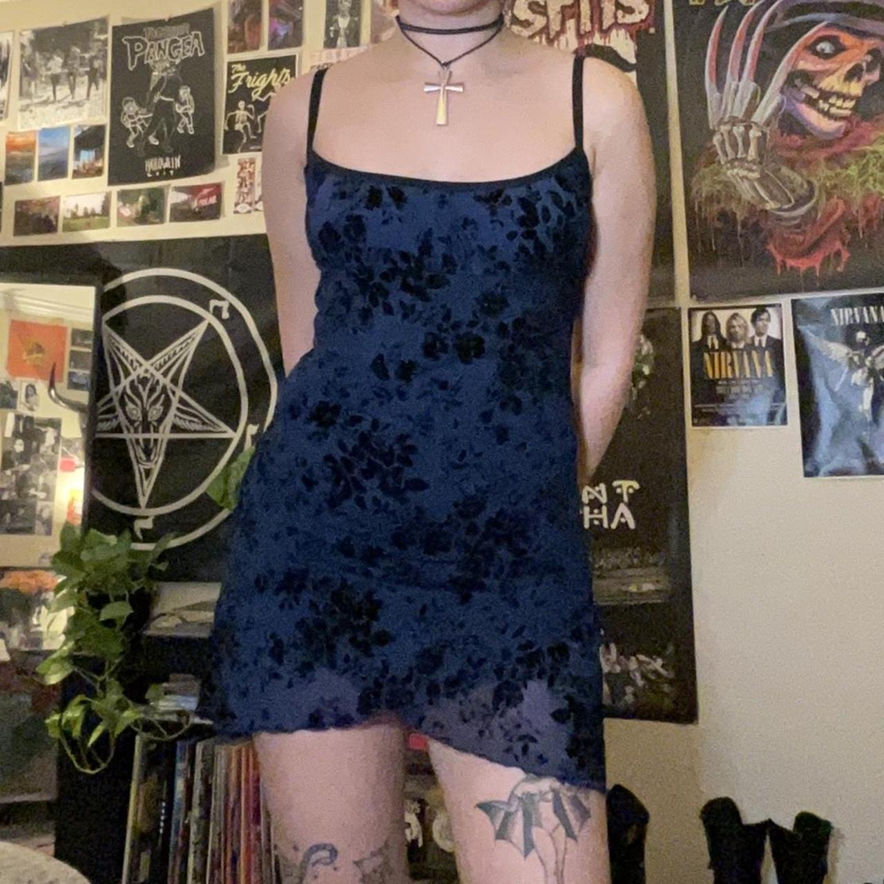 Dolls Kill Women's Blue and Black Dress (4)