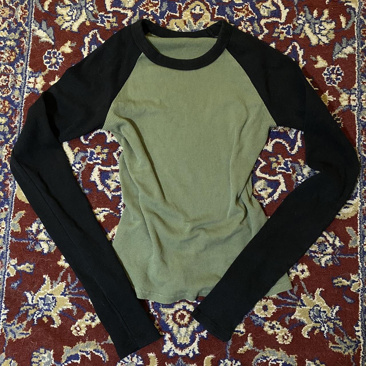 Brandy Melville Women's Black and Green Shirt Depop