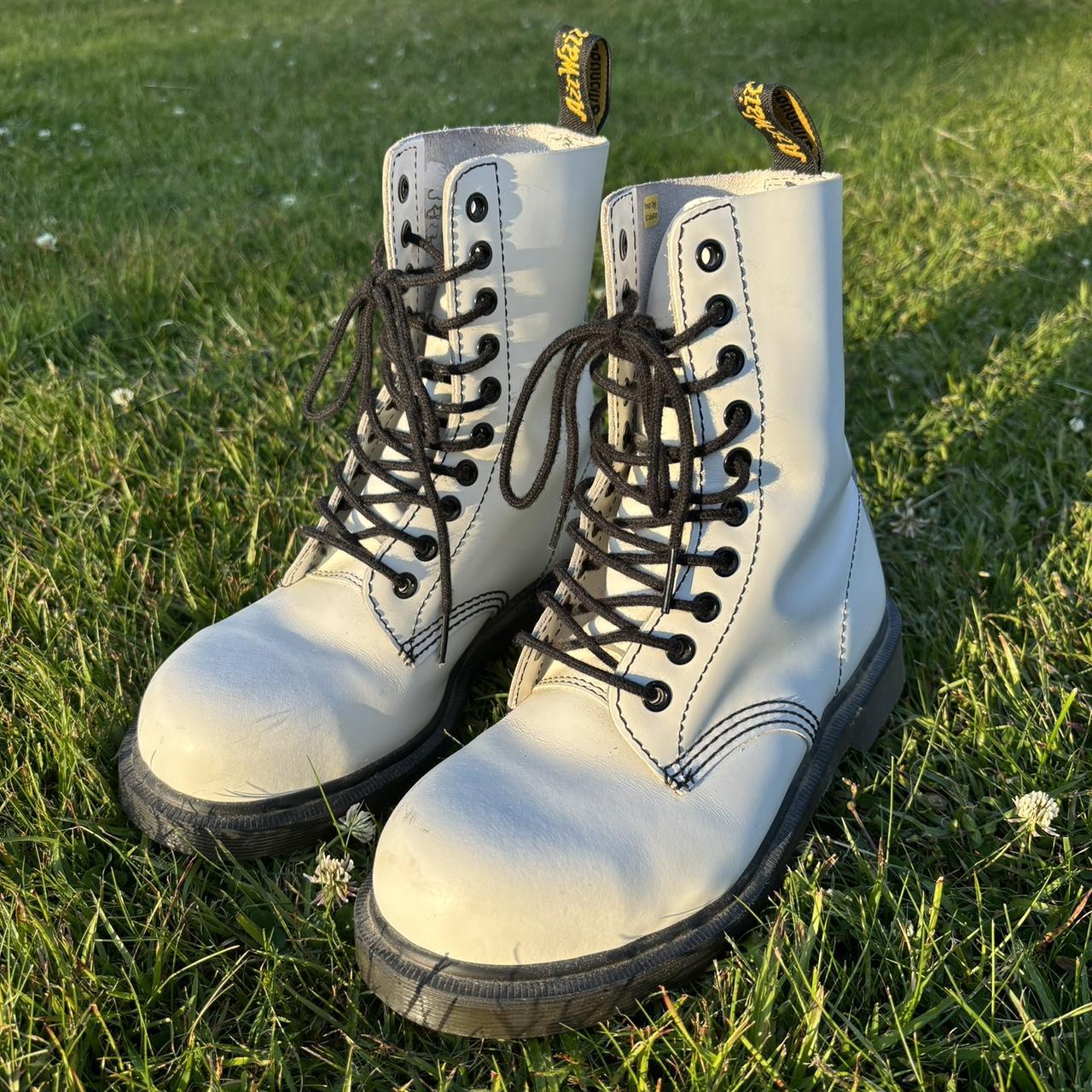 Dr Martens 1919 white boots White smooth leather. Depop