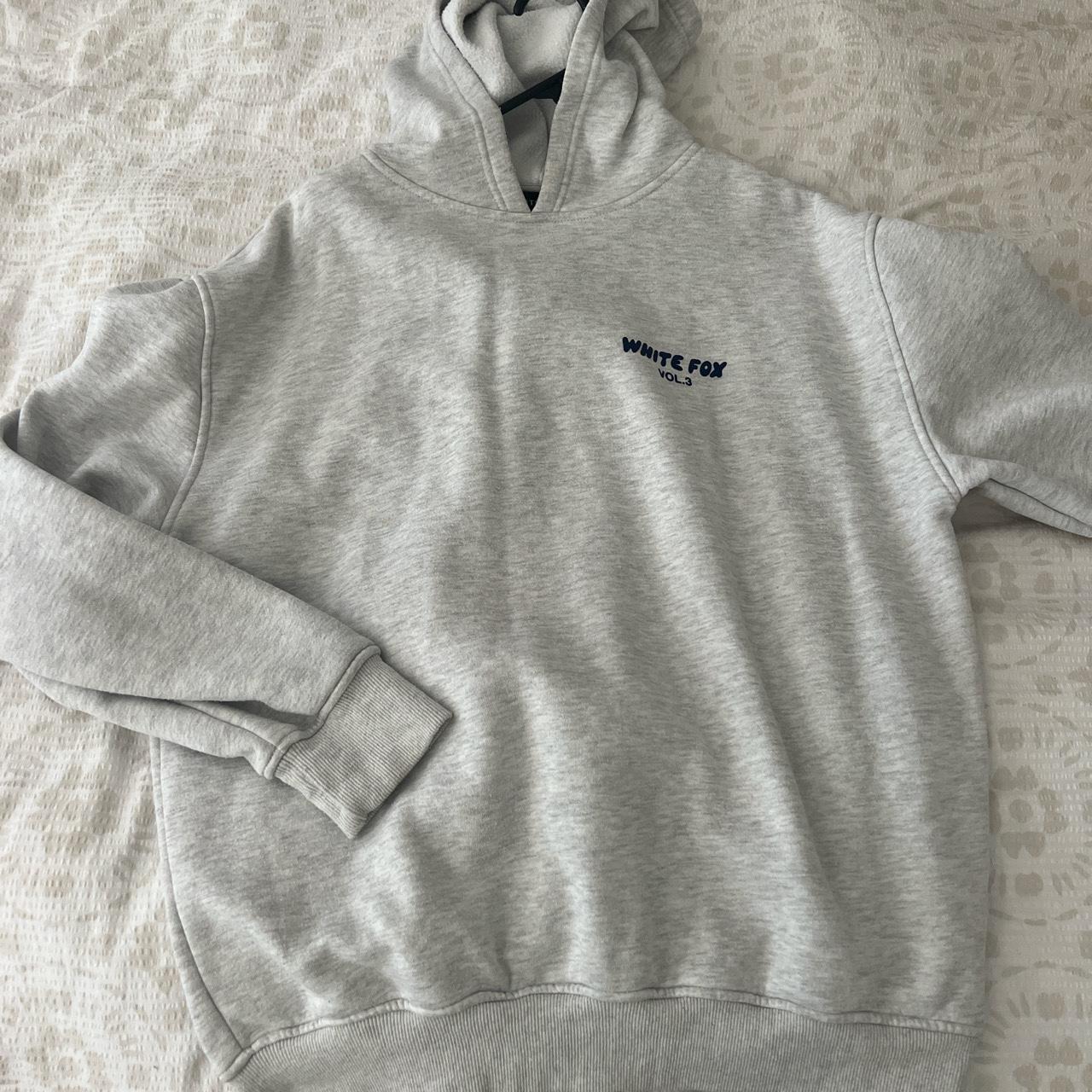 Grey whitefox hoodie s/m - Depop