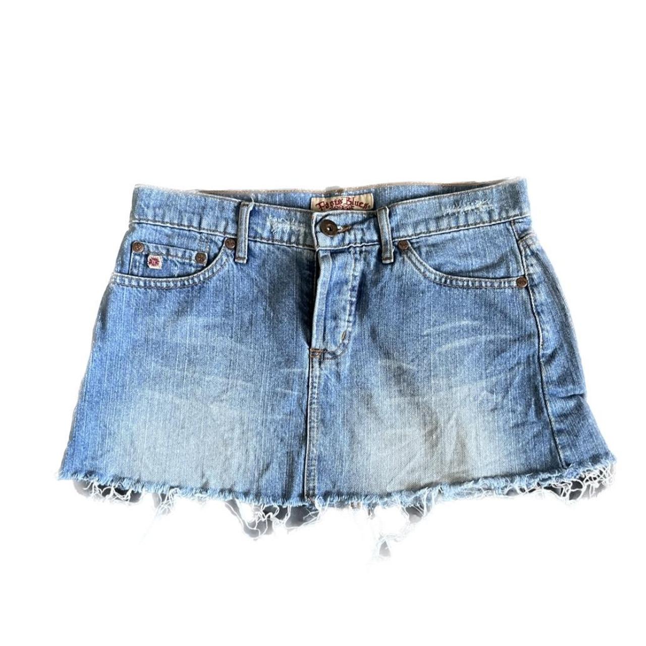 Vintage light wash mini denim skirt in size 1 From... - Depop