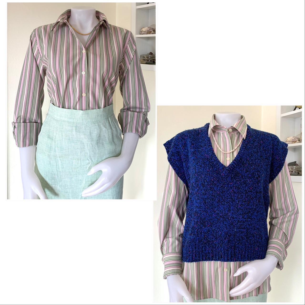 Y2K Eddie Bauer white pink green brown striped long | Depop