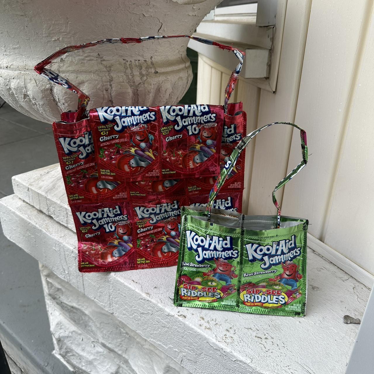 A purse made of Kool-Aid drink pouches my grandmother's friend made :  r/mildlyinteresting