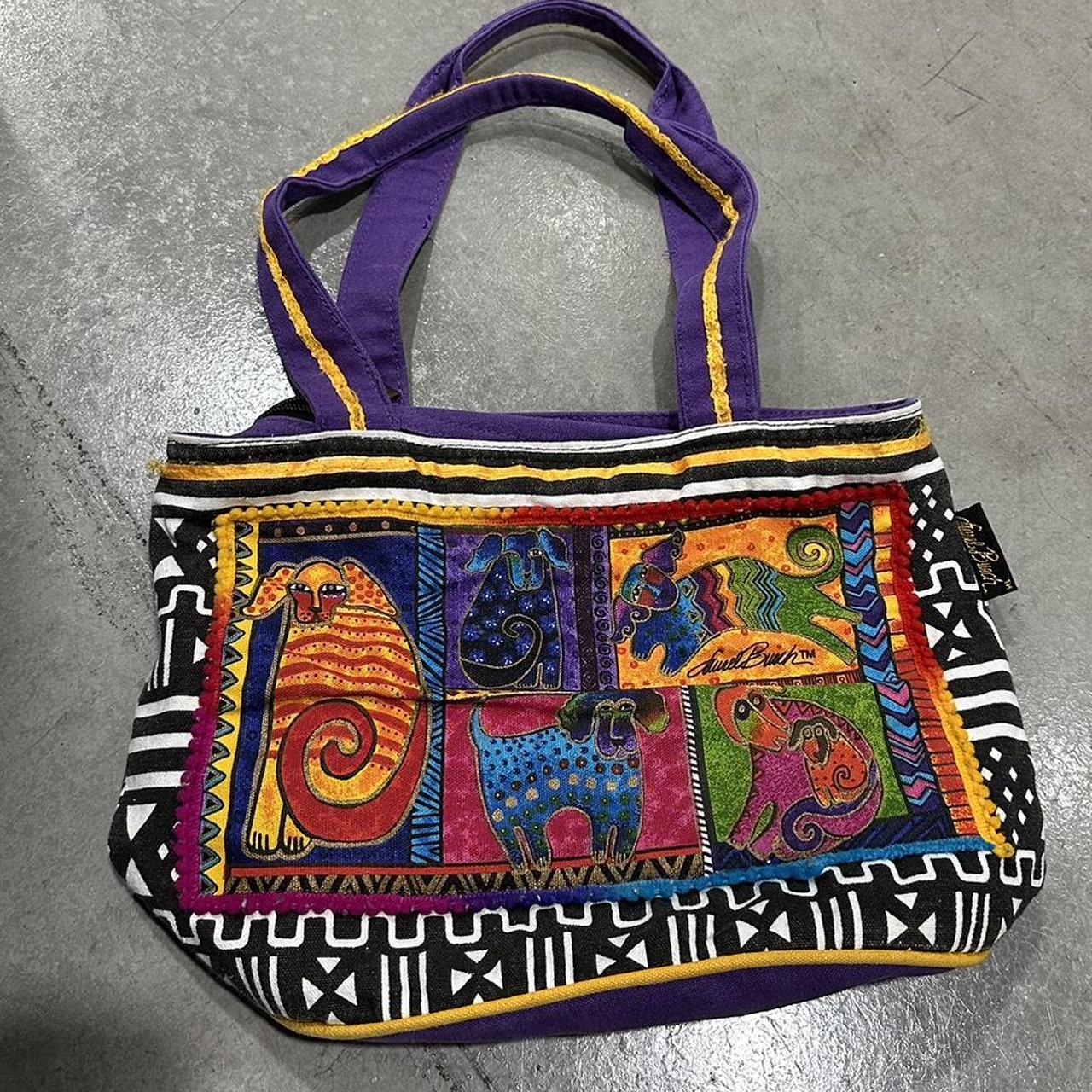 Vintage Laurel Burch Dog Hand Bag - Depop